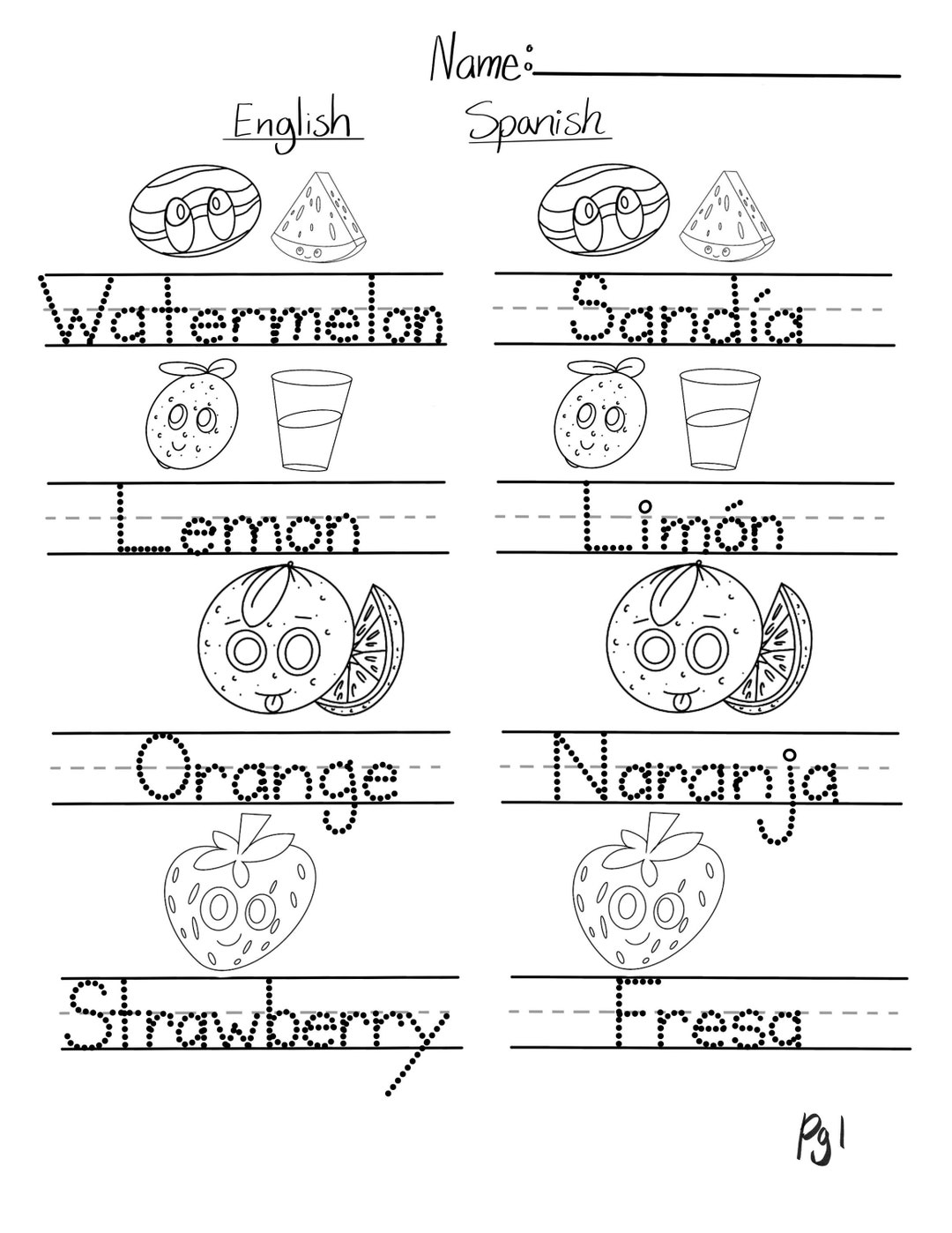 English To Spanish Worksheets Printable