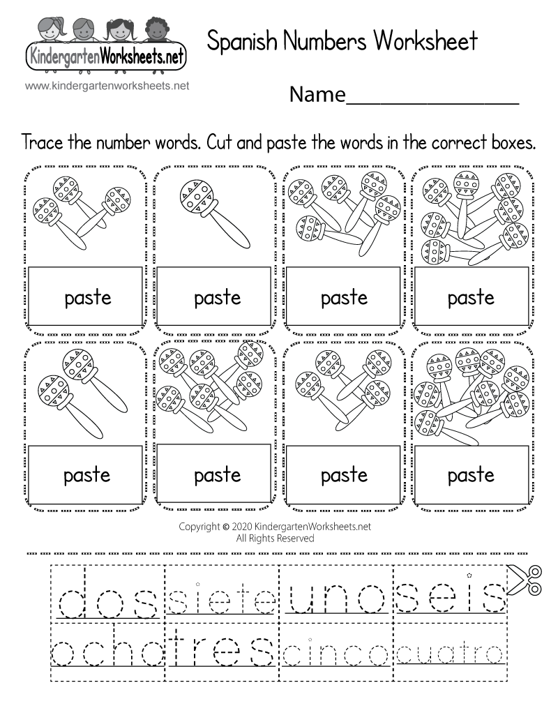 Kindergarten Spanish Worksheets Printable