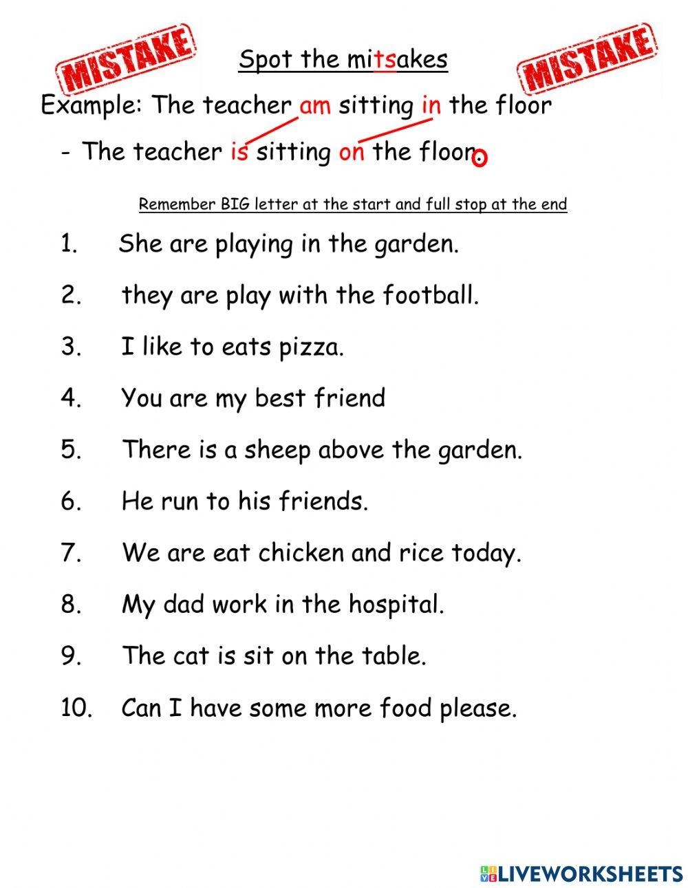 Spot The Mistakes Worksheet Live Worksheets Worksheets Library
