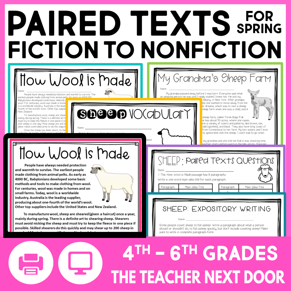 Spring Paired Texts Fiction To Nonfiction Print And Digital The Teacher Next Door