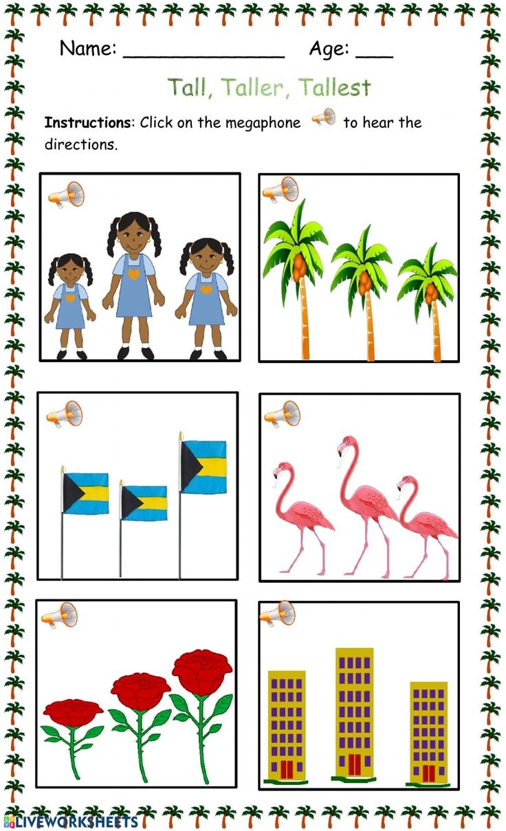 First Grade Tallest And Shortes Worksheets Printable