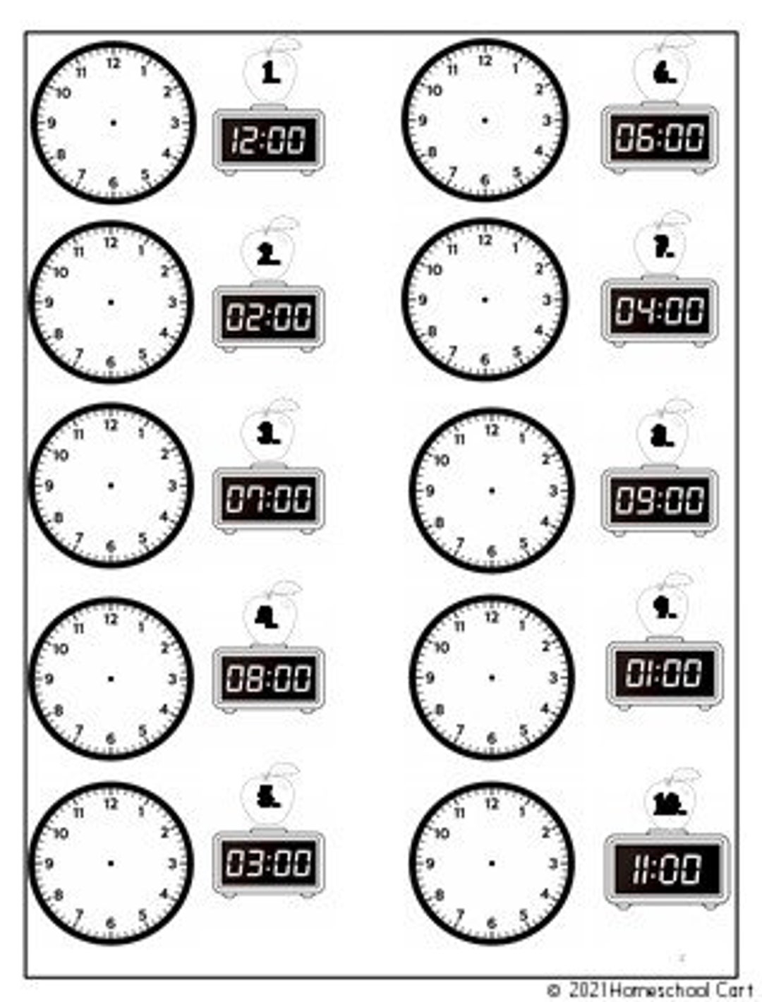 Digital Clock Worksheets Printable Documents