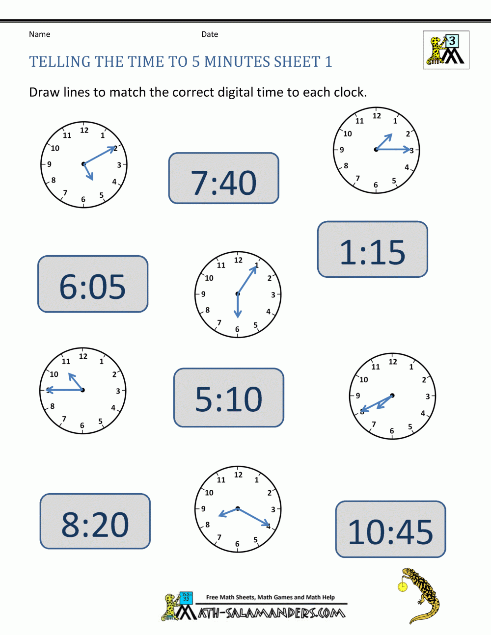 Clock Worksheets For Grade 3 Free Printable