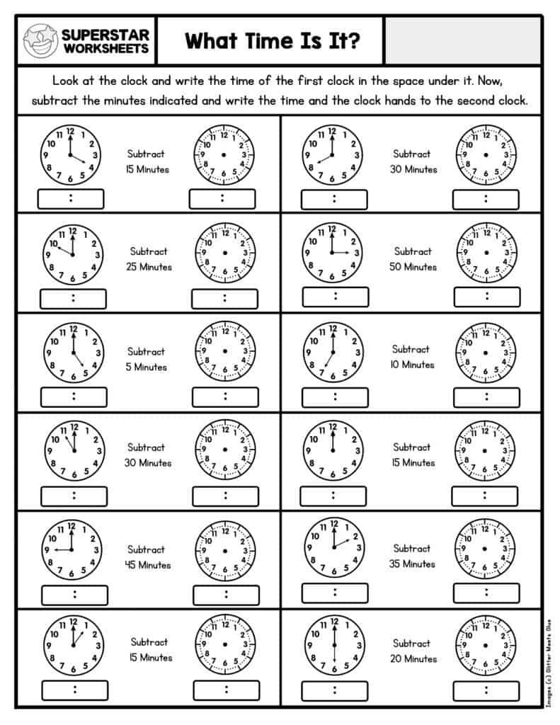 3Rd Grade Subtracting Time Worksheets Printable