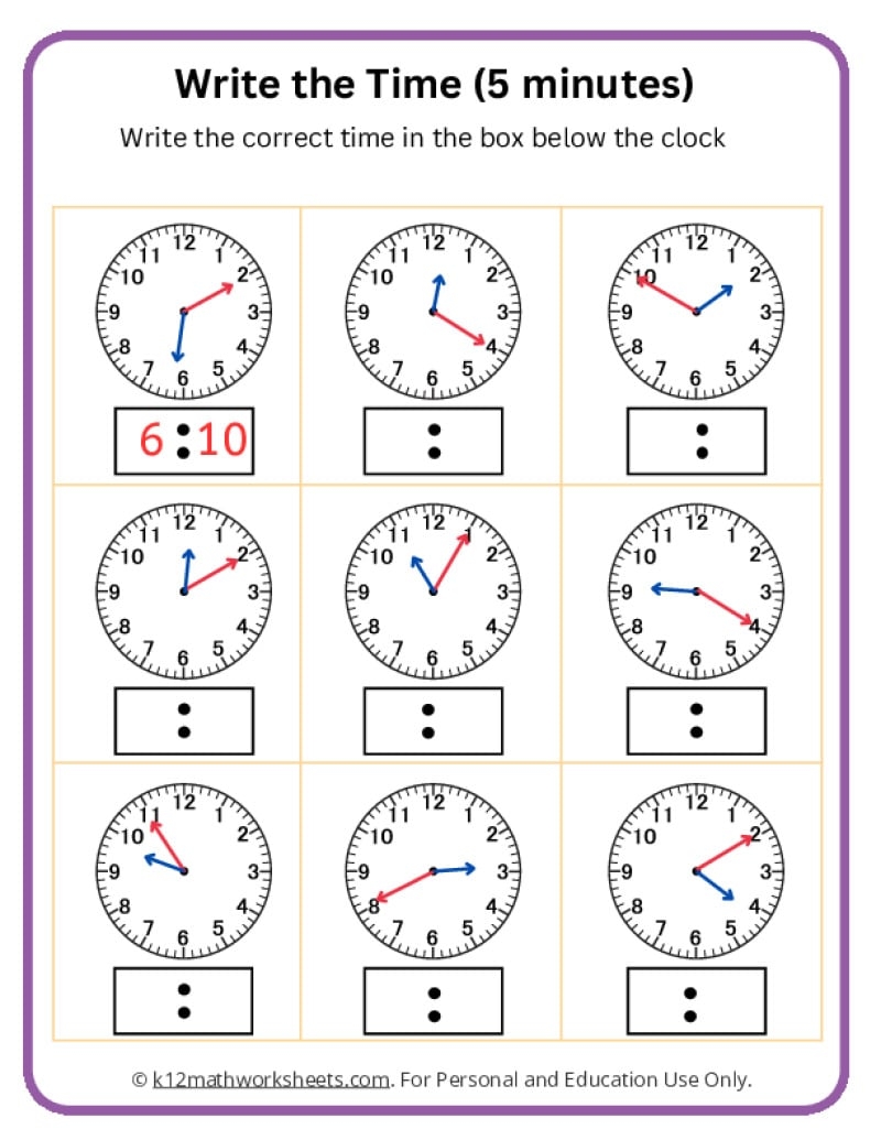 Clock Practice Worksheets Printable Free