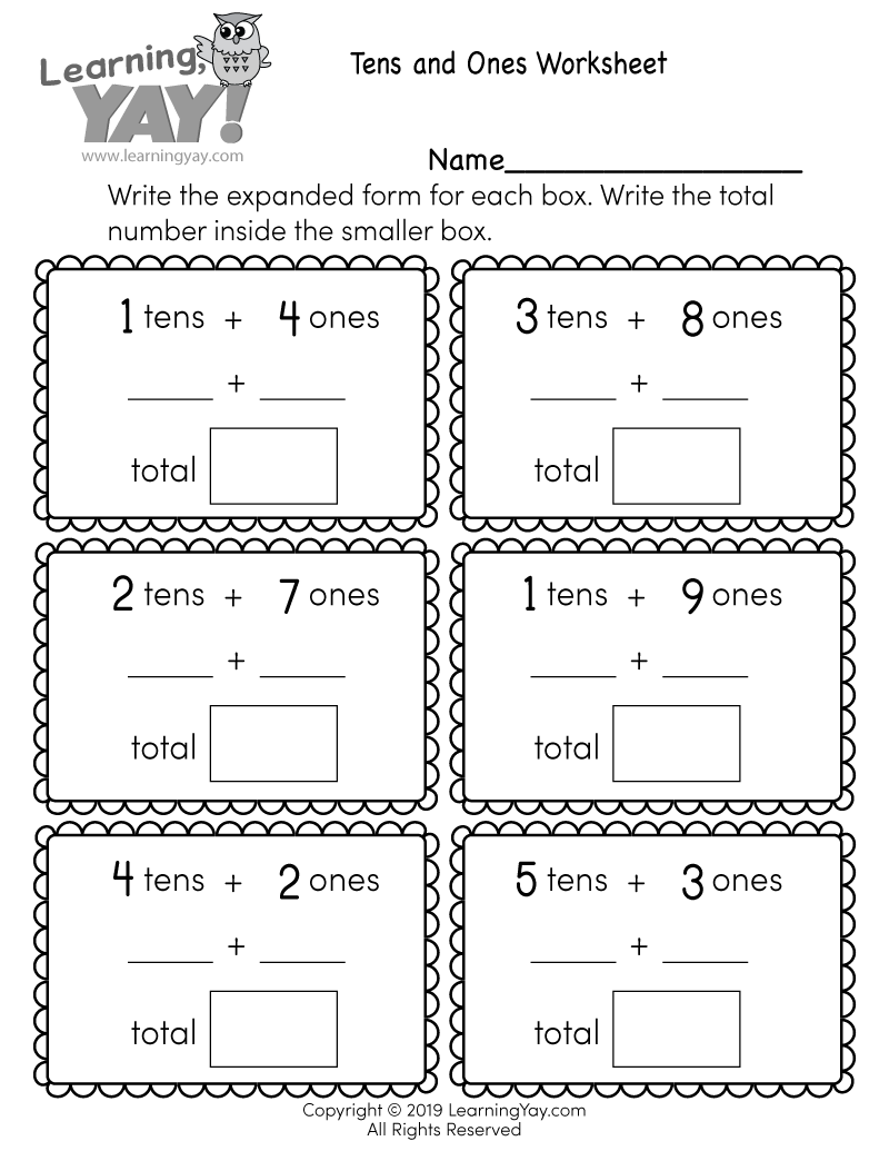 Counting Tens And Ones Printable Worksheets