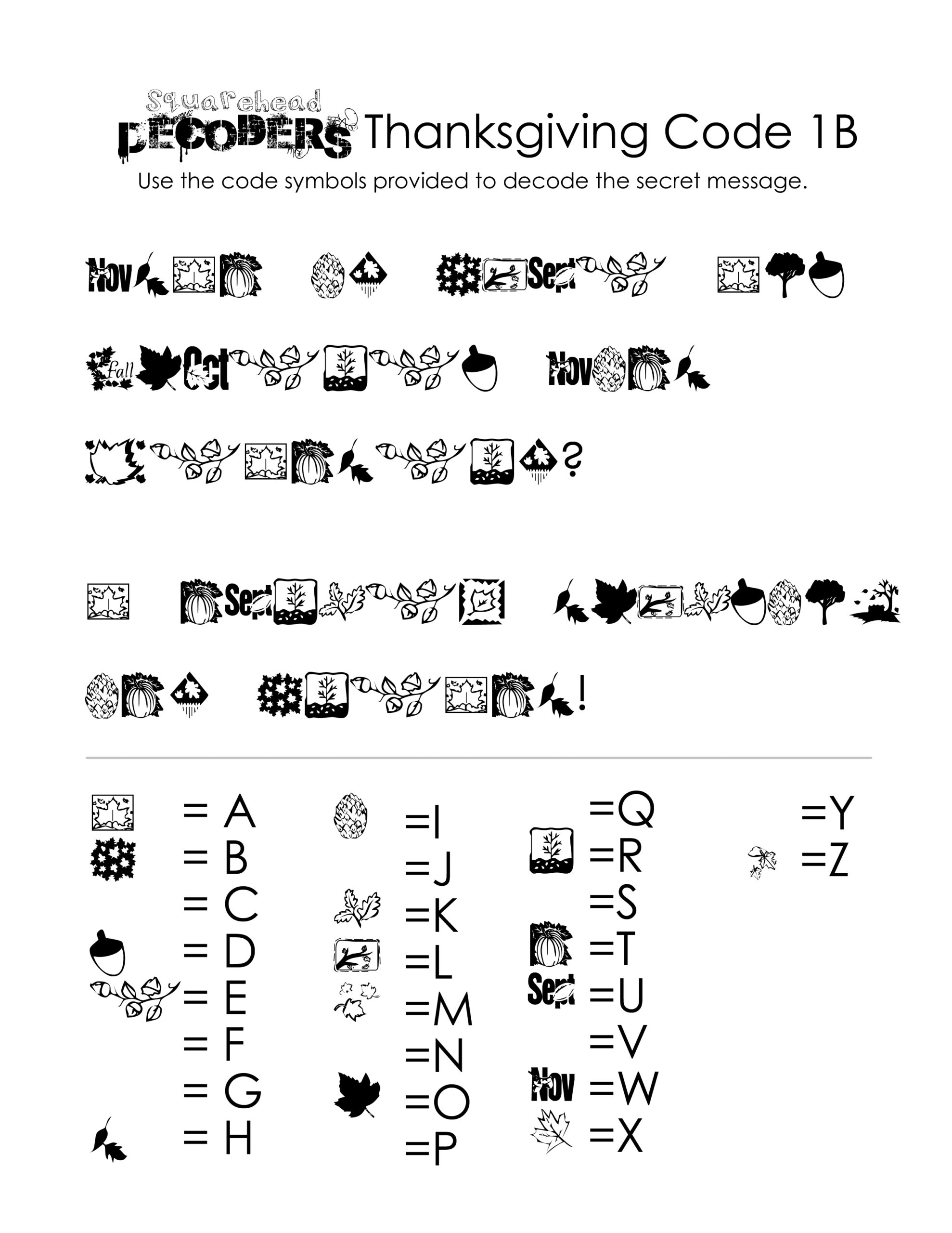 Thanksgiving Decoding Worksheets free Squarehead Teachers