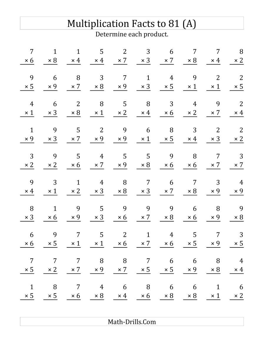 100 Math Facts Worksheets Printable