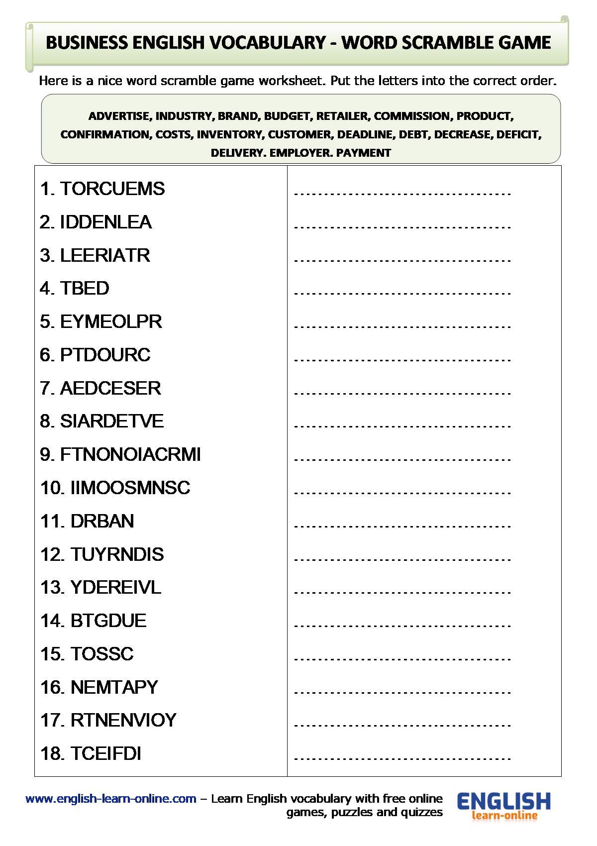 Top 140 Business English Vocabulary With Tests And Exercises Learn English