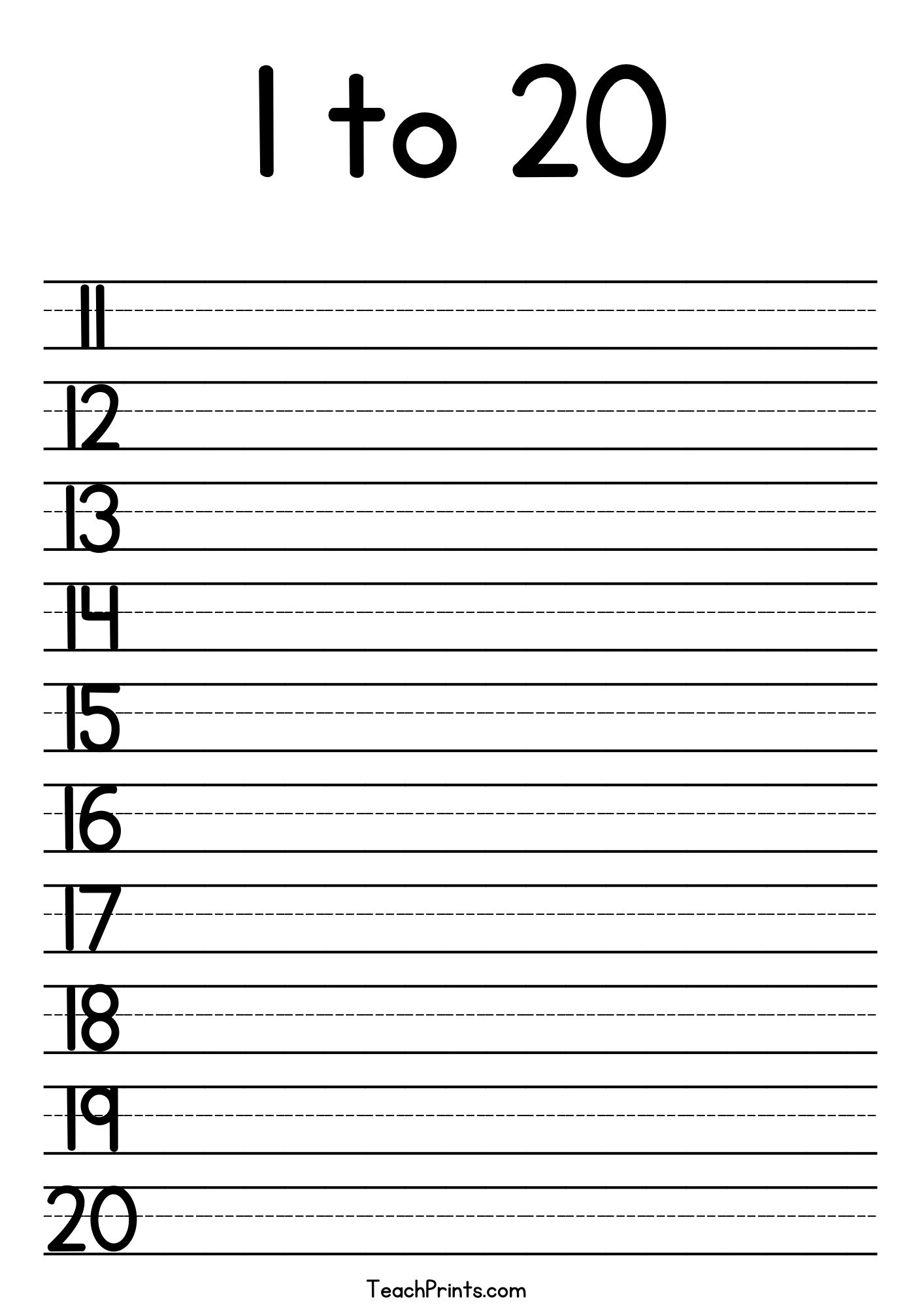 Blank Printable Kindergarten Numbers Worksheets