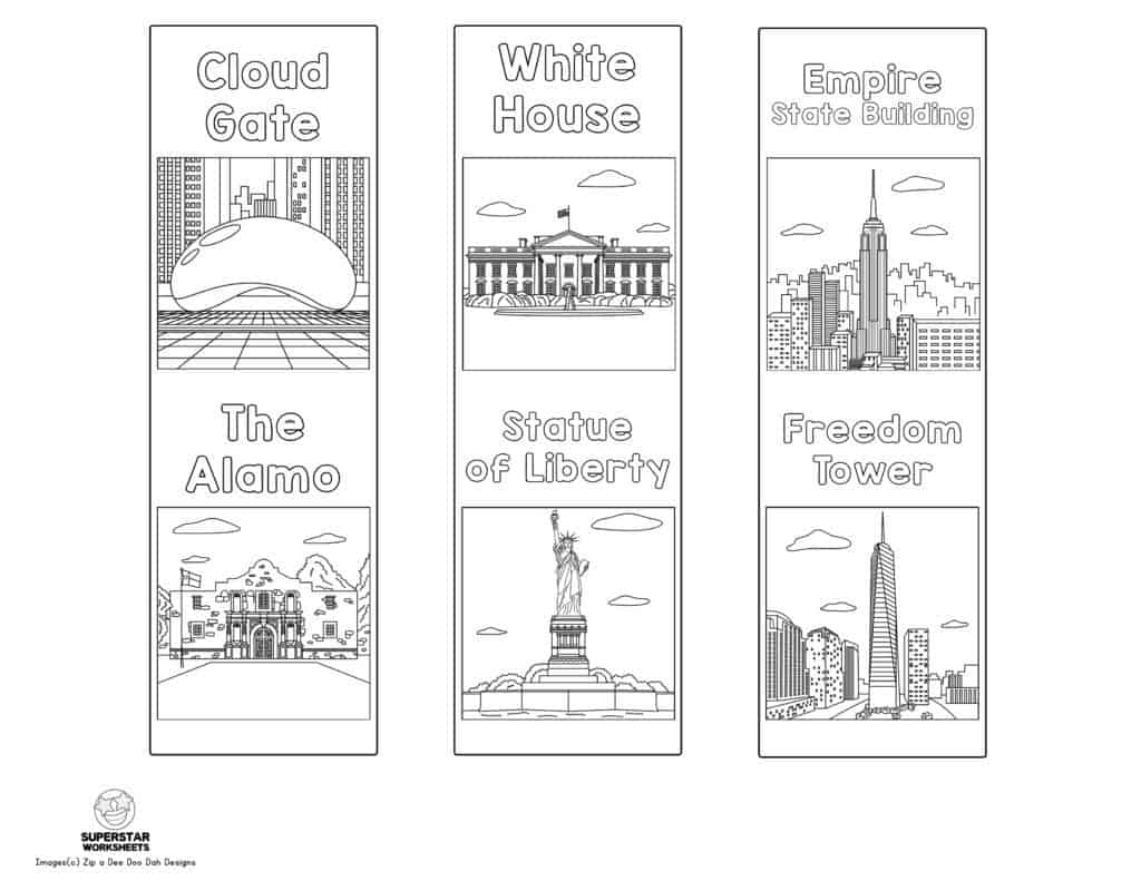 Famous Us Landmarks Printable Worksheets
