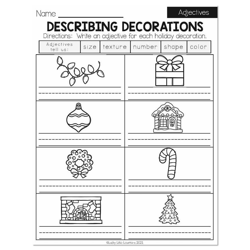 Adjective First Grade Coloring Worksheets Printable