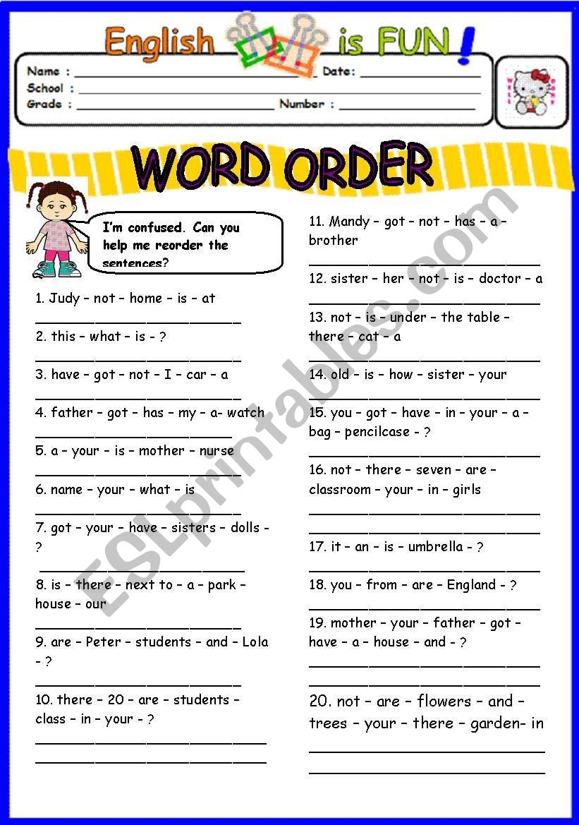 Chronological Order Worksheeet Printable Free English Worksheets