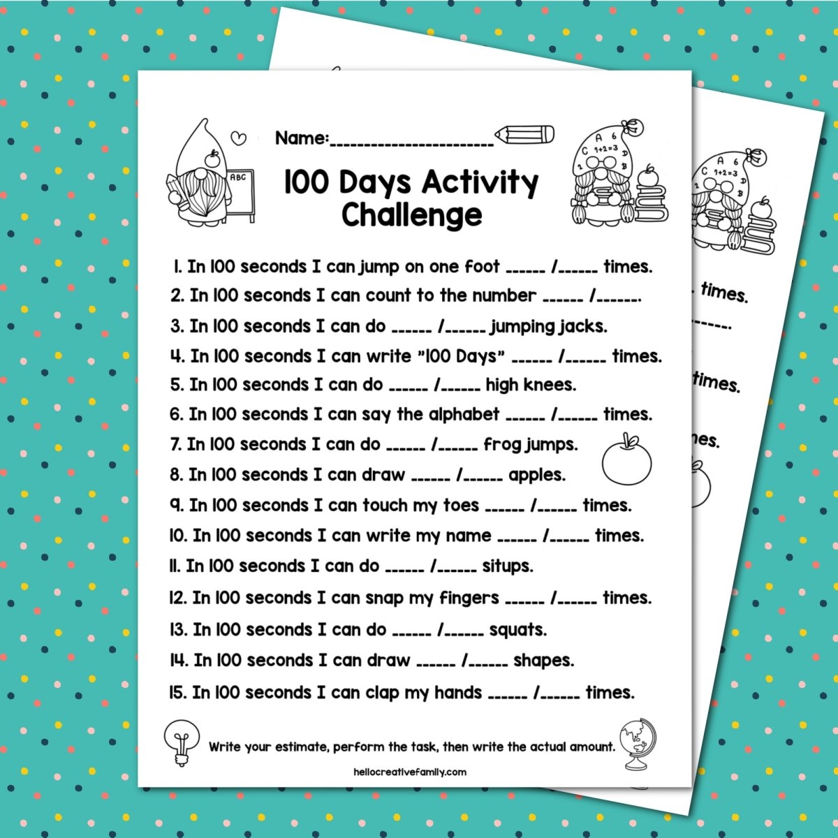 100Th Day Of School Printable Worksheets