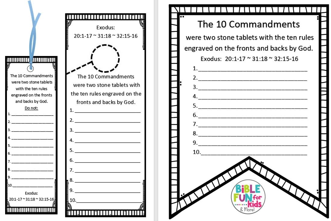 10 Commandments Printable Worksheets For Preschool