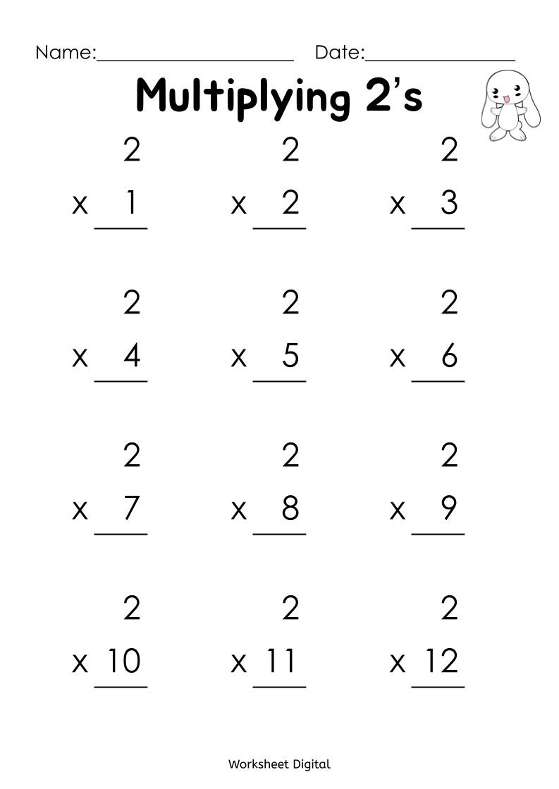 Printable Multiplication Multiplying Worksheets Numbers 1 12 For Kindergarten 1st Grade Math Homeschool Busy Books Etsy