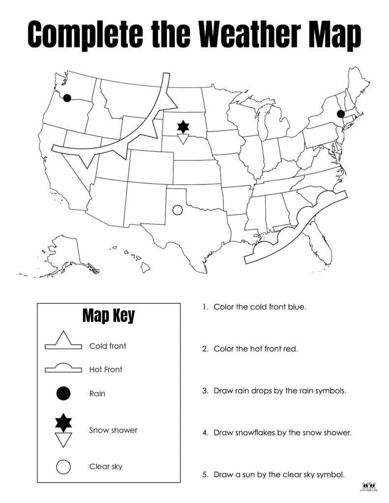 1St Grade Weather Map Worksheets Printable